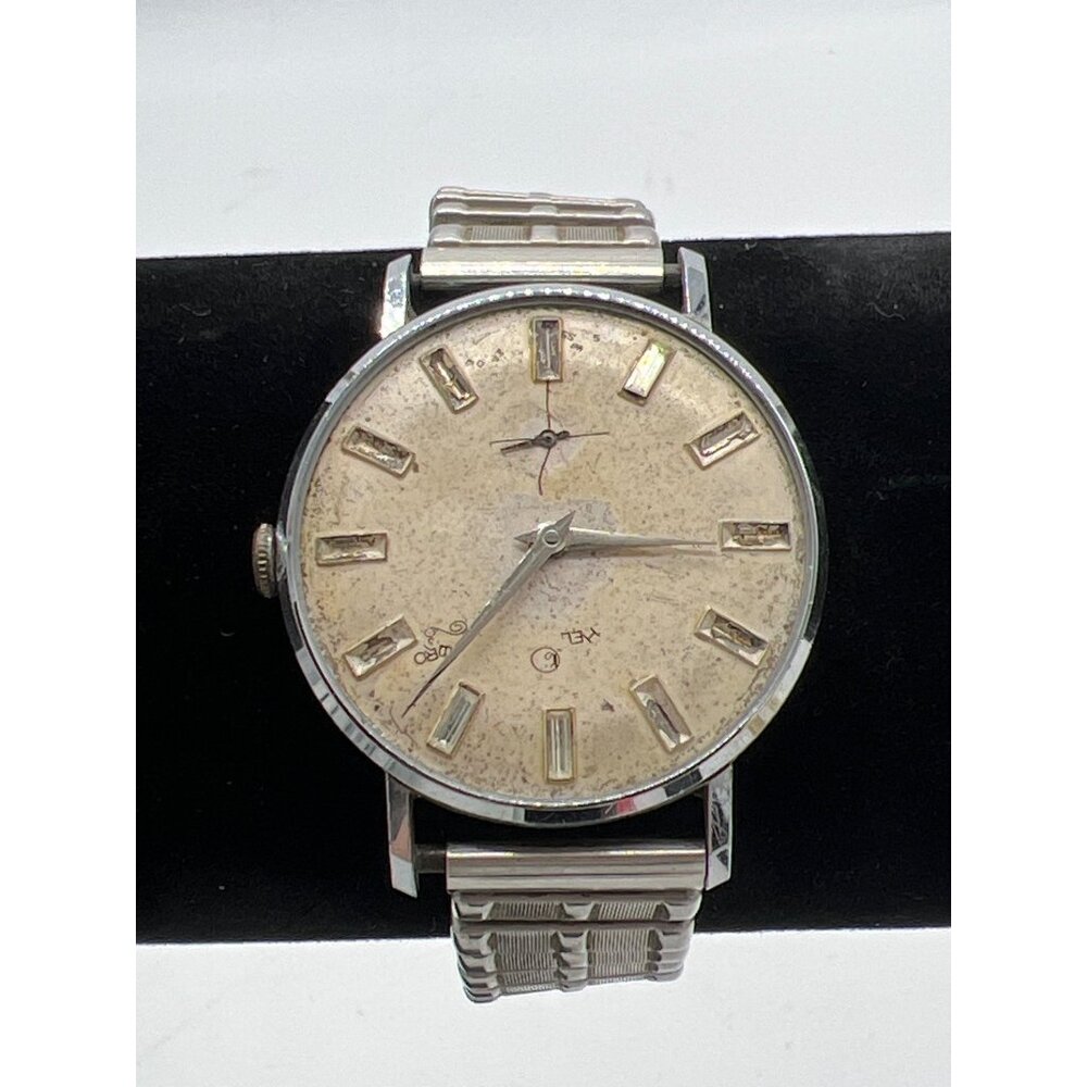 Helbros Vintage 7 Jewel Mens Mechanical Watch Chrome Plated Bezel Swiss Made Non